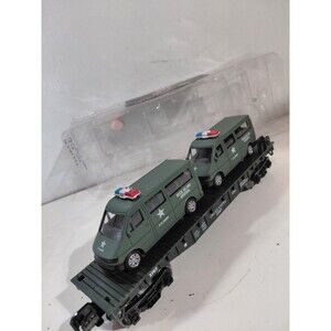 Menards 279-3449 O Gauge Model Railroad United States Army Flat Car w/Vans & Box
